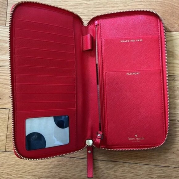 kate spade cedar street maia travel wallet passport holder red nwot - Picture 7 of 10